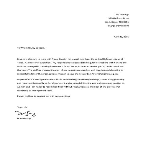 Letter of reference | PDF