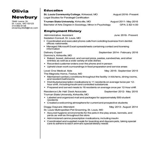 Resume Fall 2016 | PDF