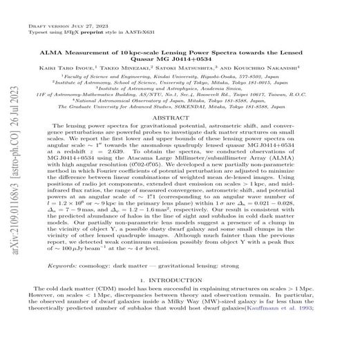 ALMA Measurement of 10 kpc-scale Lensing Power Spectra towards the Lensed Qua...