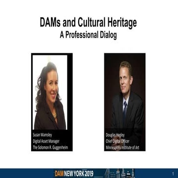 2019 DAMS and Cultural Heritage - a Professional Dialog