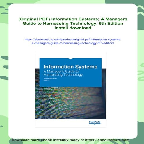 (Original PDF) Information Systems; A Managers Guide to Harnessing Technology...
