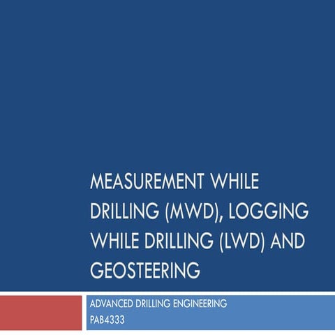 Measurement While Drilling (MWD) | PPTX