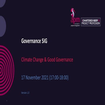 Climate Change & Good Governance, Wednesday 17 November 2021
