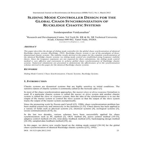 Sliding Mode Controller Design for The Global Chaos Synchronization of ...