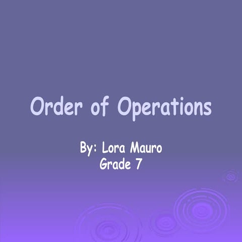 Math Order odf Operations