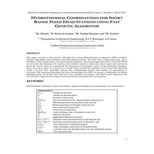 HYDROTHERMAL COORDINATION FOR SHORT RANGE FIXED HEAD STATIONS USING FAST GENE...