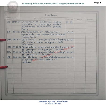 2114:Laboratory Note Book (Sample),manik