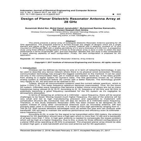 21 15036 design of planar dielectric resonator antenna array at 28 g hz(edit)