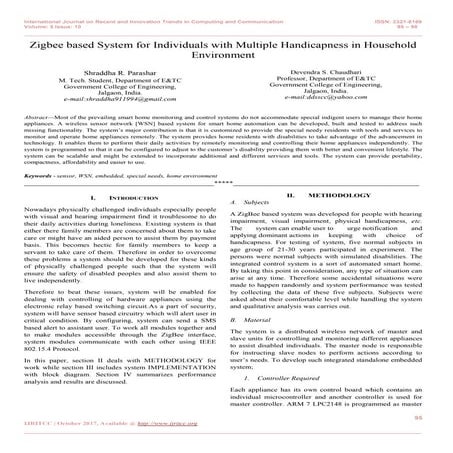 Zigbee based System for Individuals with Multiple Handicapness in Household E...