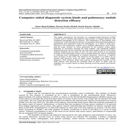 Computer-aided diagnostic system kinds and pulmonary nodule  detection efficacy