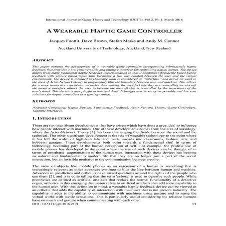 CURRENT ISSUE -- A WEARABLE HAPTIC GAME CONTROLLER | PDF