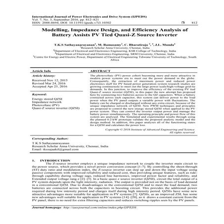 Modelling, Impedance Design, and Efficiency Analysis of Battery Assists PV Ti...