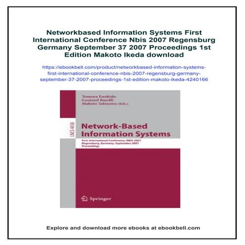 Networkbased Information Systems First International Conference Nbis ...