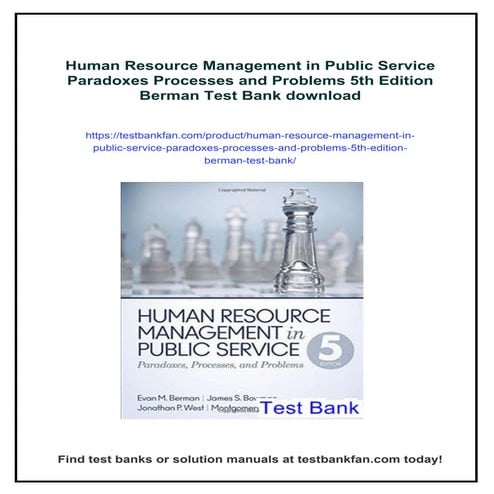 Human Resource Management in Public Service Paradoxes Processes and ...