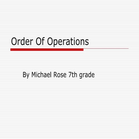 Order Of Operations