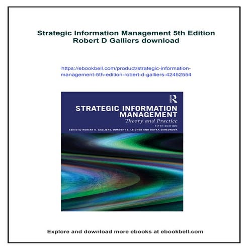 Strategic Information Management 5th Edition Robert D Galliers | PDF