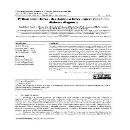 Python scikit-fuzzy: developing a fuzzy expert system for diabetes ...