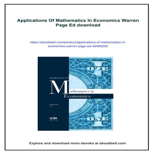 Applications Of Mathematics In Economics Warren Page Ed
