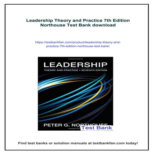 Leadership Theory and Practice 7th Edition Northouse Test Bank | PDF