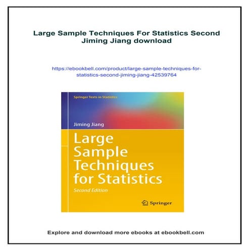 Large Sample Techniques For Statistics Second Jiming Jiang
