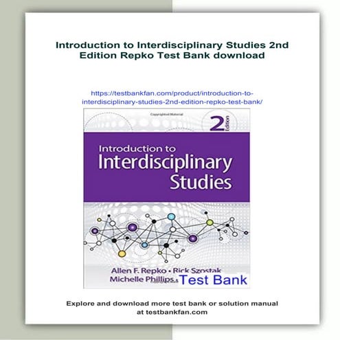Introduction to Interdisciplinary Studies 2nd Edition Repko Test Bank | PDF
