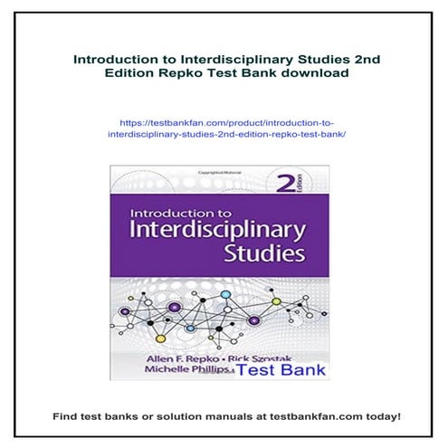 Introduction to Interdisciplinary Studies 2nd Edition Repko Test Bank | PDF