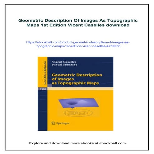 Geometric Description Of Images As Topographic Maps 1st Edition Vicent ...