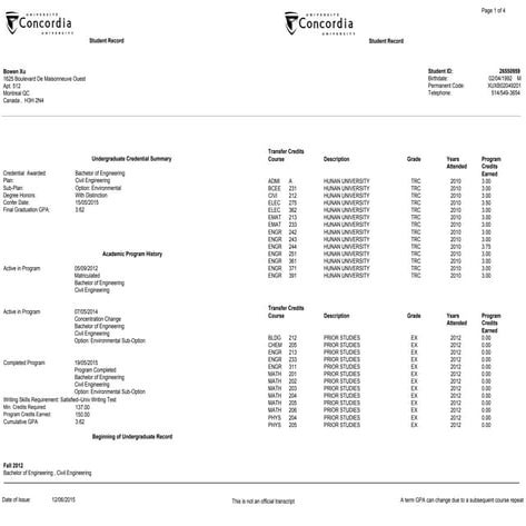 Academic Transcript | PDF