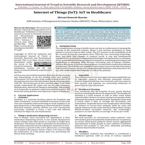 Internet of Things IoT IoT in Healthcare