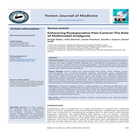 Enhancing Postoperative Pain Control: The Role of Multimodal Analgesia ...