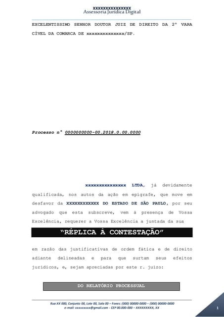 2130 - REPLICA A CONTESTAÇÃO - NOVO CPC | DOCX