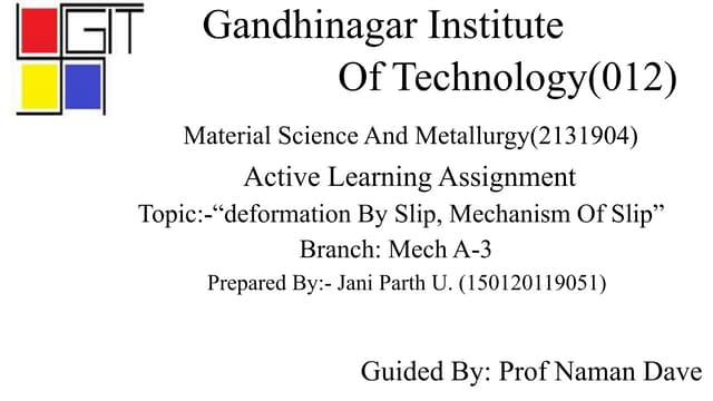 deformation By Slip, Mechanism Of Slip