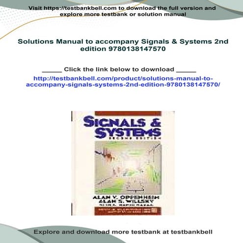 PDF Solutions Manual to accompany Signals & Systems 2nd edition 9780138147570...