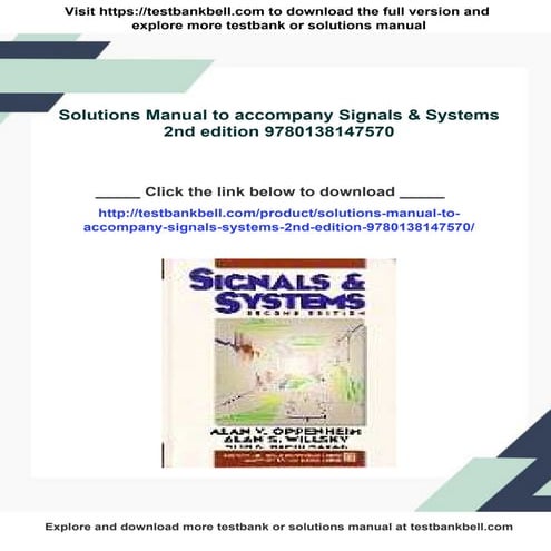 Solutions Manual to accompany Signals & Systems 2nd edition 9780138147570
