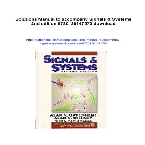 Solutions Manual to accompany Signals & Systems 2nd edition 9780138147570