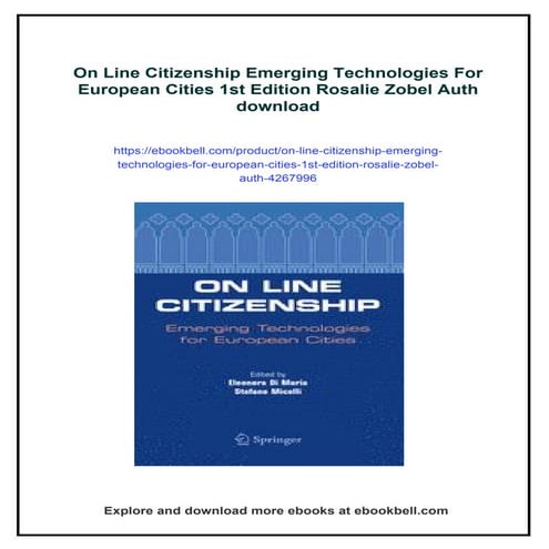 On Line Citizenship Emerging Technologies For European Cities 1st Edition Ros...