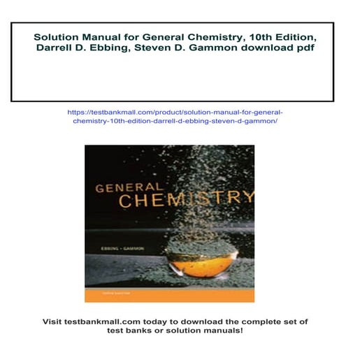 Solution Manual for General Chemistry, 10th Edition, Darrell D. Ebbing ...