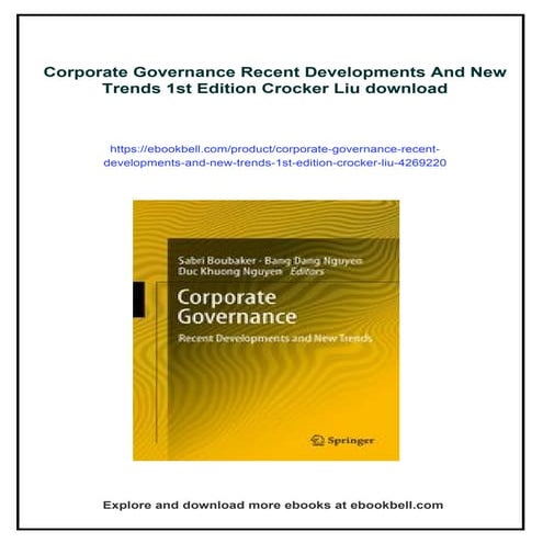 Corporate Governance Recent Developments And New Trends 1st Edition Crocker Liu
