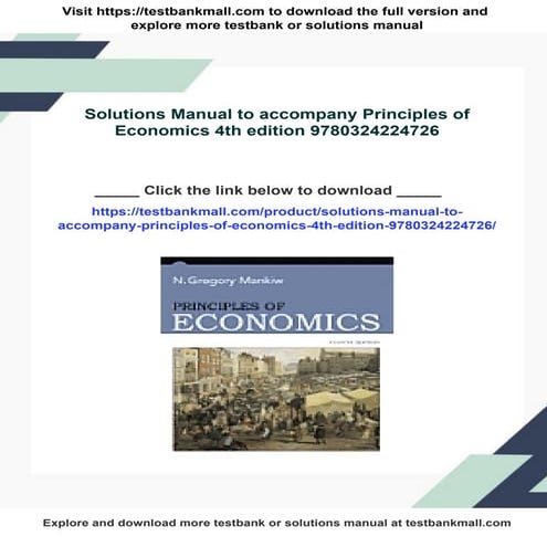 Solutions Manual to accompany Principles of Economics 4th edition 9780324224726