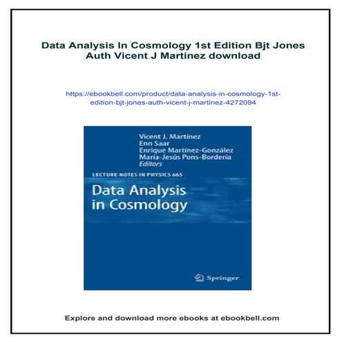 Data Analysis In Cosmology 1st Edition Bjt Jones Auth Vicent J Martinez ...