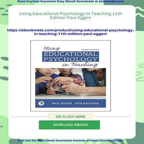 Using Educational Psychology in Teaching 11th Edition Paul Eggen | PDF