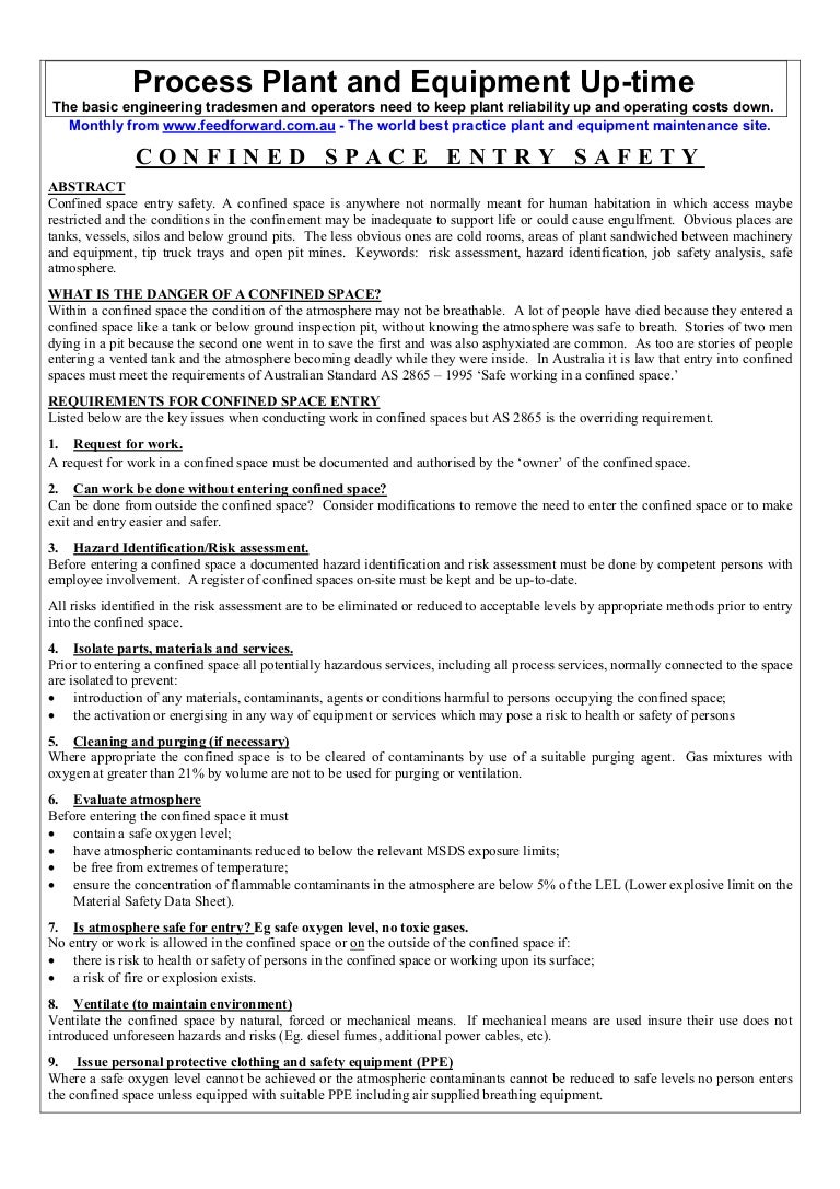 Confined space dissertation