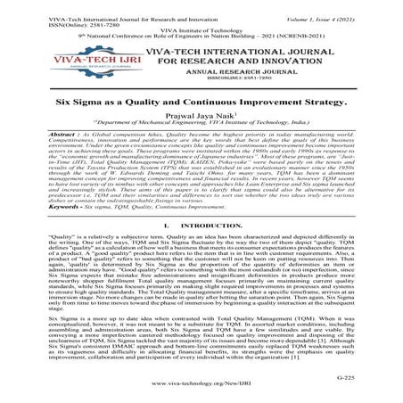 Six Sigma and Educational Quality Management | PDF
