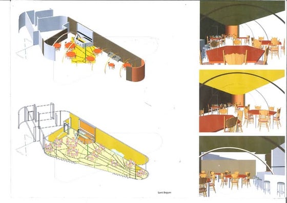 Random interior sketch + isometric restaurant view | PDF