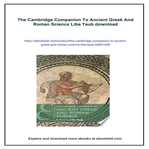The Cambridge Companion To Ancient Greek And Roman Science Liba Taub | PDF