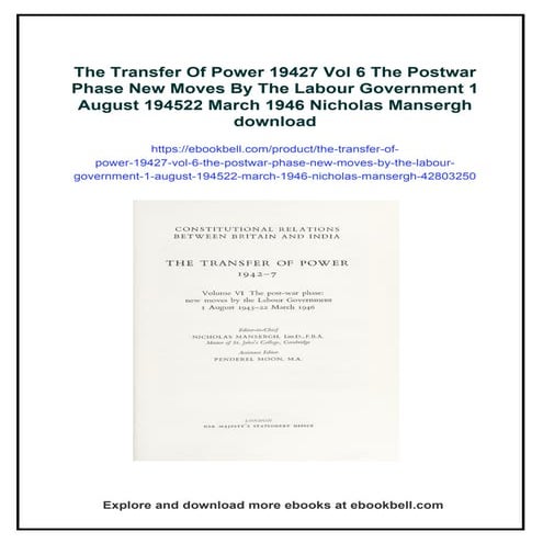 The Transfer Of Power 19427 Vol 6 The Postwar Phase New Moves By The ...