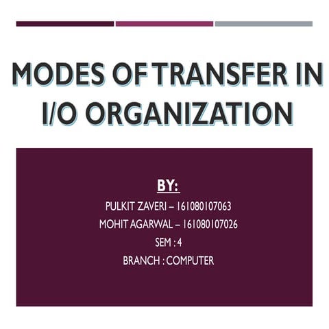 Modes Of Transfer in Input/Output Organization | PPT