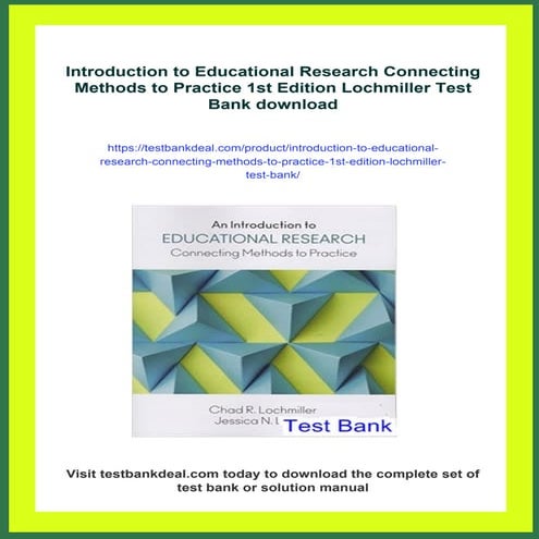 Introduction to Educational Research Connecting Methods to Practice 1st ...