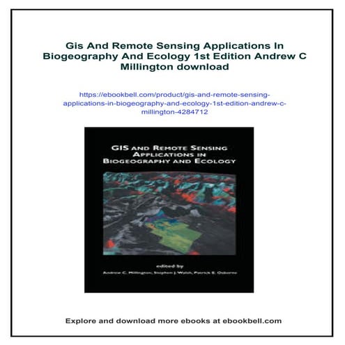 Gis And Remote Sensing Applications In Biogeography And Ecology 1st ...
