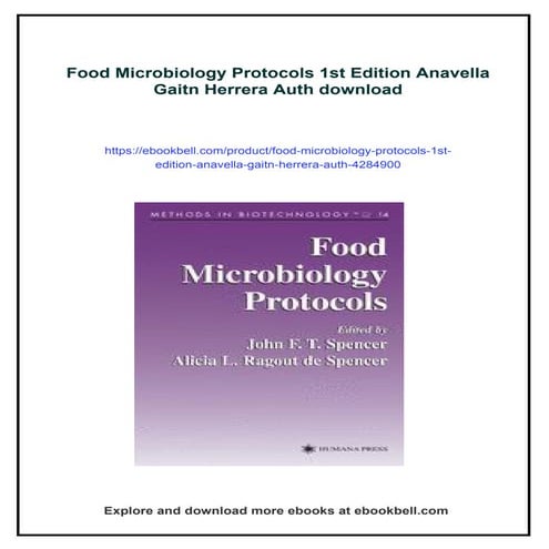 Food Microbiology Protocols 1st Edition Anavella Gaitn Herrera Auth | PDF